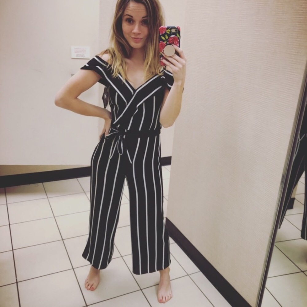 Black Jumpsuit with White Stripes